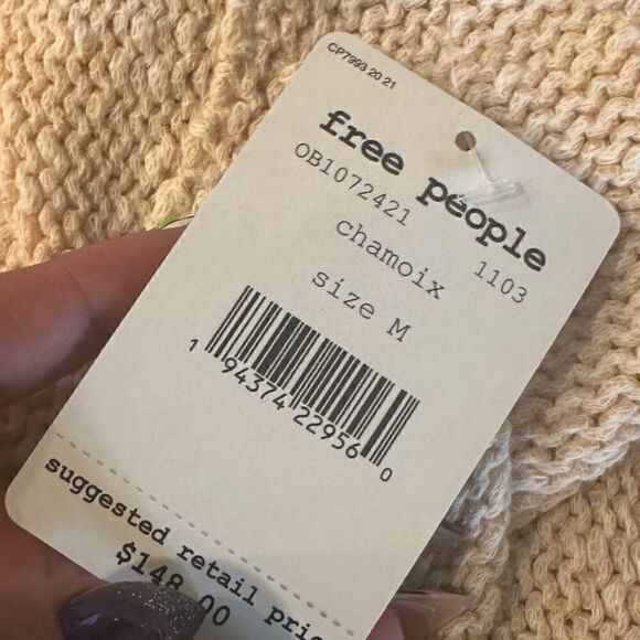 NWT Free People bright lights v-neck sweater in chamoix Sz M - Picture 9 of 10
